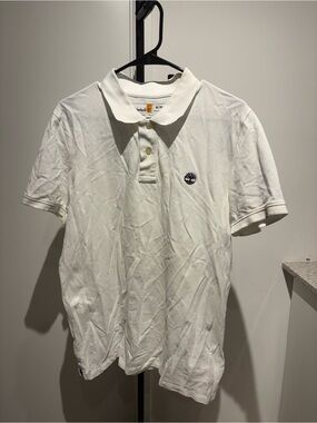 Timberland Men's White Polo with Embroidered Logo